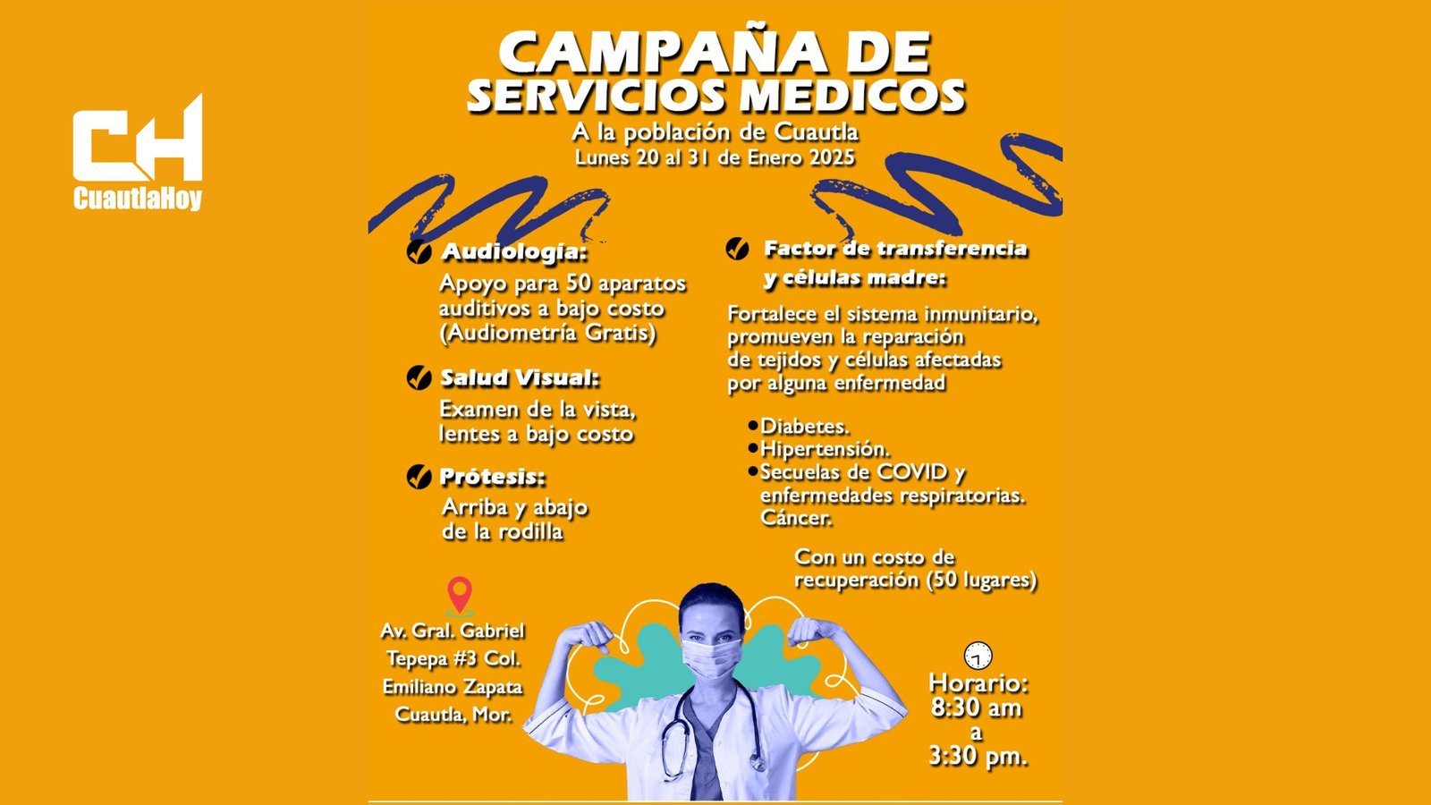 INICIA CAMPAÑA DE SERVICIOS MÉDICOS DEL 20 AL 31 DE ENERO, EN EL DIF CUAUTLA PRESIDIDO POR DIANA LAURA CORONA RIVERA.